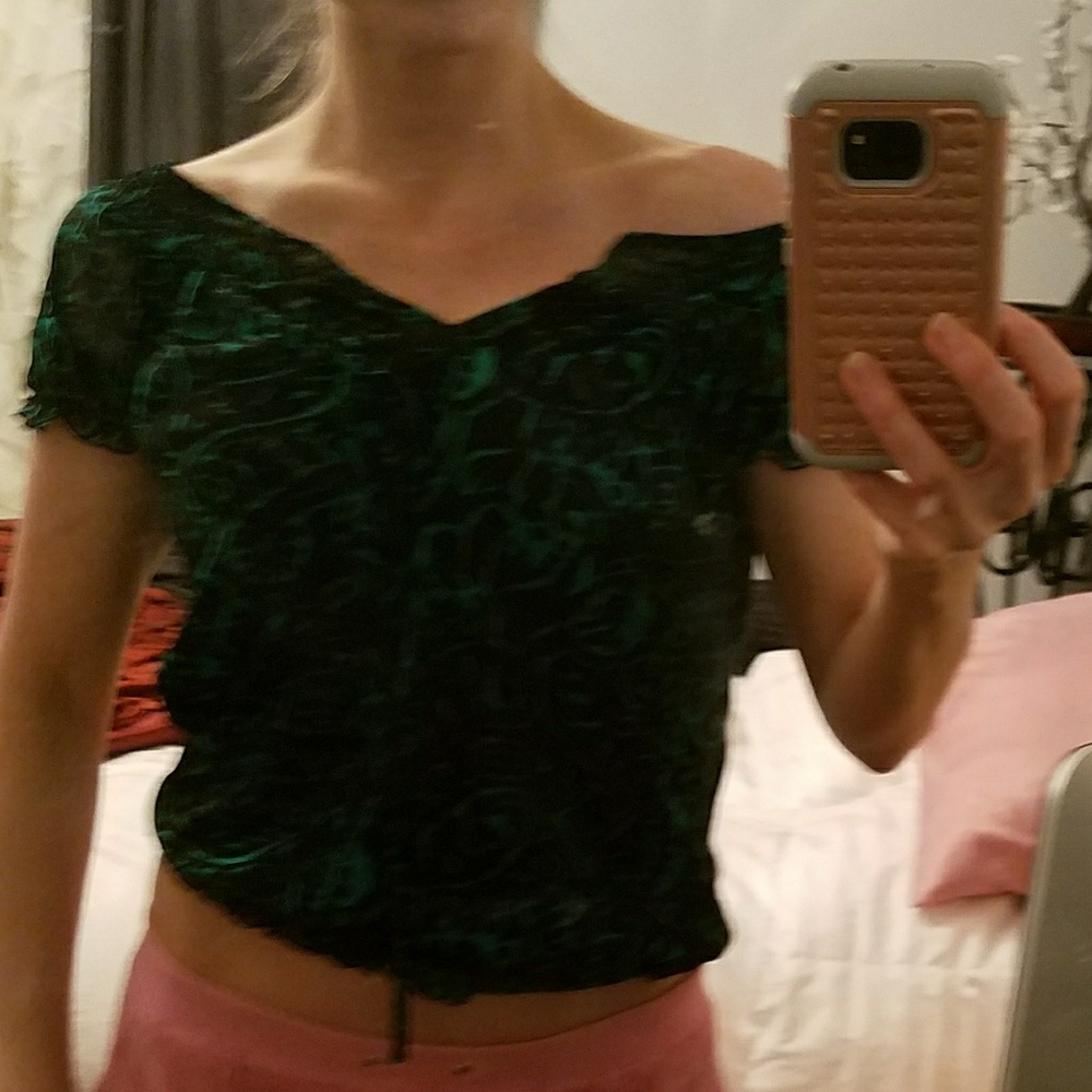 Jungle/Aztec print boho festival top